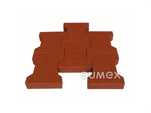 Elastická zámková dlažba ELASTON-ELTEC PUZZLE, tloušťka 17mm, 1120x1000mm, recyklovaná pryž, PU pojivo, červenohnědá